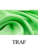 TRAF Women's  2Pcs Green Satin Skirt Sets Butterfly Satin Backless Top+Silk Satin Texture Midi Skirt  Sexy Tops Set