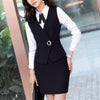 2 Piece Set Women Business Suits with Vest +Skirt and Top Sets Black Vest & Waistcoat Ladies Office Uniform Designs Plus Size