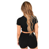 2 Pieces Set Deep V Neck Sexy Set Women Shorts And Top Chic Female Set Streetwear European Outfits Suit 2023 Summer