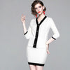 2 Pieces Suits Women Winter Stretch Knitt Cardigan Crop Top & Elastic Waist Pencil Skirt Patchwork Casual Office Set