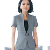 2022 Fashion stand collar women blazer summer Business formal short sleeve slim jackets office ladies plus size work wear
