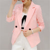 New Ladies Blazers Fashion double Button Blazer Women Suit Jacket Green/Pink Blaser Female Blazer Femme coats ZY2735