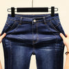 2022 Autumn Stretch Slim Pencil Pants Trousers Women's Jeans High Waist Patch Work Full Length Mujer Plus Size Drak Blue