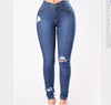 2022 Women Jeans  Stretch Skinny Ripped Hole Denim Female Slim High Waist Pencil Trousers Elegant Lady Button Bottom