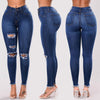 2022 Women Jeans  Stretch Skinny Ripped Hole Denim Female Slim High Waist Pencil Trousers Elegant Lady Button Bottom