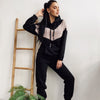 2023 early spring pure cotton sports and leisure splicing sweater set women's hat two-piece set