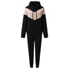 2023 early spring pure cotton sports and leisure splicing sweater set women's hat two-piece set