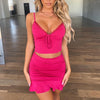 2022 spring and summer women's open back lace up short skirt suits women sets clothes two piece outfits