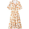 2022 summer small fresh beach floral dress waist length short sleeve dress