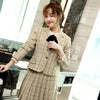 2022SS Female Elegant Women's Pleated Skirt Suit Gray Plaid Blazer Bussiness Jacket Office Lady 2 Pieces Set Plus Size S-4XL