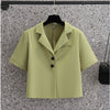 2023 Summer Korean Women's Blazers Midi Skirts Two Piece Set Office Lady Casual Solid Shorts Suit Jacket Skirt Outfits