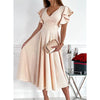 Wedding Guest Dresses for Women 2023 Summer V Neck Midi Rehearsal Dinner Long Dress