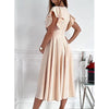 Wedding Guest Dresses for Women 2023 Summer V Neck Midi Rehearsal Dinner Long Dress