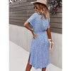 Womens Summer Dress Casual Ditsy Floral Tie Front Button Up Boho Midi Tshirt Dresses