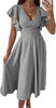 Wedding Guest Dresses for Women 2023 Summer V Neck Midi Rehearsal Dinner Long Dress