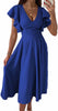 Wedding Guest Dresses for Women 2023 Summer V Neck Midi Rehearsal Dinner Long Dress