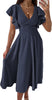 Wedding Guest Dresses for Women 2023 Summer V Neck Midi Rehearsal Dinner Long Dress