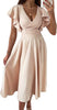 Wedding Guest Dresses for Women 2023 Summer V Neck Midi Rehearsal Dinner Long Dress