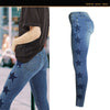 AM093 Women Jeans Street Style Skinny Sexy Ladies Chic Youth Star Pattern Embroidery Distressed Zipper Button Denim Pencil Pants