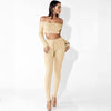 Off Shoulder Sexy Two Piece Jumpsuit Women Romper Autumn Slash Nech Long Sleeve Crop Top Party Bodycon Playsuit Overalls