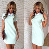 Autumn Dress Women Short Sleeve Patchwork Turn-Down Collar Pink Casual Style Bodycon Mini Party Dresses