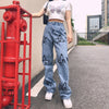 Autumn Cute Loose SML Print Butterfly Straight Jeans High Waist Woman Casual Denim Pants Girl Cotton Jeans Trousers