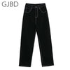 Baggy High Waist Denim Trouser 2022 Spring Casual Streetwear Black and White Femme Wide leg pants Straight Women's Jeans