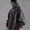 Black Harajuku Loose Hoodie Hip Hop Sweatshirt Hood Baggy Deep Style Streetwear Techwear Long Sleeve Gray Men Hoodies