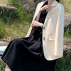 Blazer Women's 2022 Spring Autumn Clothes Korean Loose Office Mid-length Jacket Casual Black Oversized Blazers Suit Women