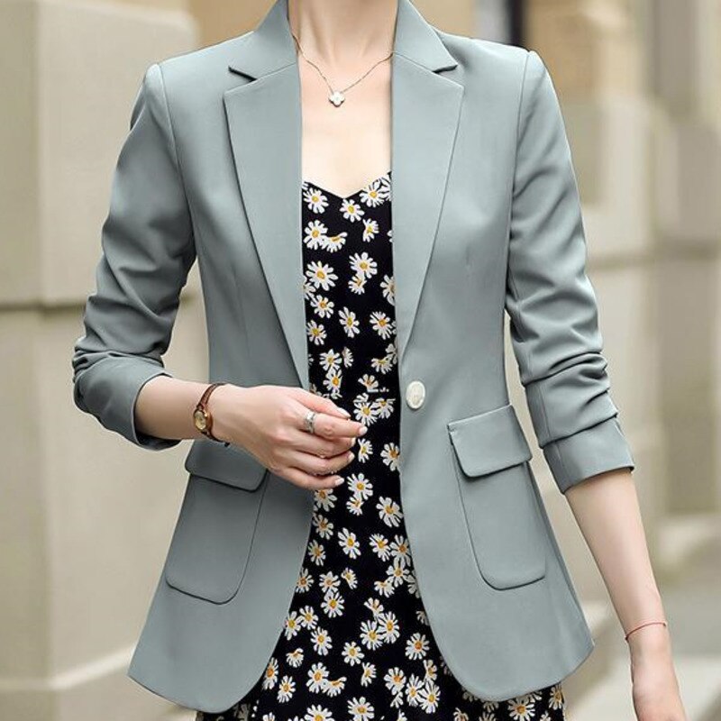 CRAZY GRID Women Work Casual Blazer Jacket Professional Business Blazer  with Lined Ladies Buttons Long Sleeve Trendy Suit Jacket S Beige Cream at   Women's Clothing store