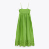 CNlalaxury  Green Embroidery Party Long Dress Women  Pleated Strap Midi Dress Sexy Backless Summer Beach Dresses 2022