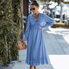 Casual Polka-Dot Woman Dress Women Boho Loose Long Sleeve Midi Dress Spring Elegant Ladies V Neck Long Dresses Vintage Sundress