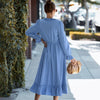 Casual Polka-Dot Woman Dress Women Boho Loose Long Sleeve Midi Dress Spring Elegant Ladies V Neck Long Dresses Vintage Sundress