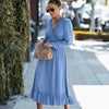 Casual Polka-Dot Woman Dress Women Boho Loose Long Sleeve Midi Dress Spring Elegant Ladies V Neck Long Dresses Vintage Sundress