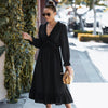 Casual Polka-Dot Woman Dress Women Boho Loose Long Sleeve Midi Dress Spring Elegant Ladies V Neck Long Dresses Vintage Sundress