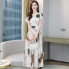Chiffon dress women's 2022 summer short sleeve style, elegant, slim and slim, printed beach skirt