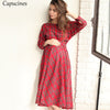 Classic England Style Red Plaid Dress Women Autumn 3/4 Sleeves O-Neck Sashes A-Line Casual Dress Vintage Midi Party Dresses