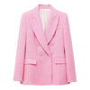 Double Breasted Pink Blazer Tweed Woman Formal Outfits Elegant Female Office Wear Elegant Stylish Za 2023 Coat Autumn Jacket