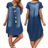 Dresses For women summer 2022 Women's Summer Casual Denim Party Short Sleeve Swing Dress summer plus size beach dress#35