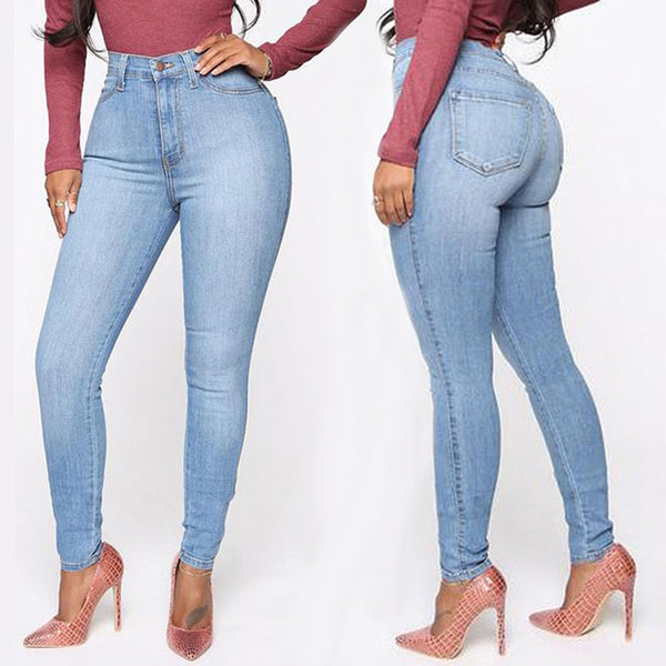 Elastic Slim Jeans Women 2022 Spring Sexy Girls Denim Pants Long Trouser Female High Waist Clothing Solid Zipper Woman