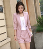 Formal Ladies Pink Striped Blazer Women Business Suits Shorts and Jacket Sets Work Wear Office Uniform Styles