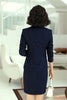 Formal Navy Blue Blazer Women Business Suits Work Wear Office Ladies 3 Pieces Skirt, Vest and Jacket Sets