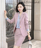 Formal Professional Women Business Suits with Skirt and Tops Autumn Winter Ladies Office Uniform Styles Blazers Set Elegant Pink