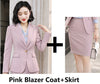 Formal Professional Women Business Suits with Skirt and Tops Autumn Winter Ladies Office Uniform Styles Blazers Set Elegant Pink