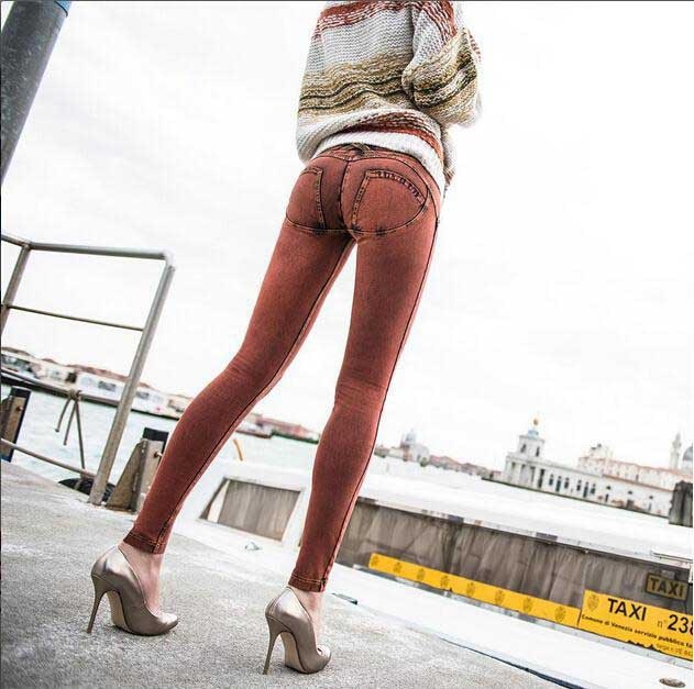 Mujer Pantalones Hip Skinny Sexy Tight Jeans Stretchy High Waist Shaping  Peach Pencil Jeans Pants Korean Style Ladies Trouser W1222