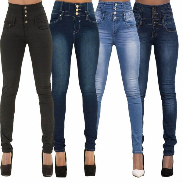 Goocheer   Woman Denim Pencil Pants Top Brand Stretch Jeans High Waist Pants Women High Waist Jeans