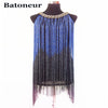 Great Gatsby Ombre Metal Chain Halter Black 1920s Fringe Flapper Charleston Dress Robe Sexy Party Bodycon Club Dress Vestid