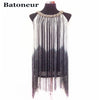 Great Gatsby Ombre Metal Chain Halter Black 1920s Fringe Flapper Charleston Dress Robe Sexy Party Bodycon Club Dress Vestid