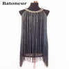 Great Gatsby Ombre Metal Chain Halter Black 1920s Fringe Flapper Charleston Dress Robe Sexy Party Bodycon Club Dress Vestid