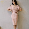 Summer Women Bow Sexy Pink Bodycon Pencil Sheath Retro Formal Wedding Evening Party Special Occasion Dress